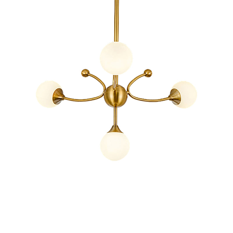 Elegant Style Ball Shade Chandelier Metal Multi-Head Gold Pendant Light for Dining Table Hotel Clearhalo 'Ceiling Lights' 'Chandeliers' 'Modern Chandeliers' 'Modern' Lighting' 189302