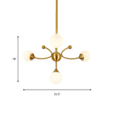 Elegant Style Ball Shade Chandelier Metal Multi-Head Gold Pendant Light for Dining Table Hotel Clearhalo 'Ceiling Lights' 'Chandeliers' 'Modern Chandeliers' 'Modern' Lighting' 189303