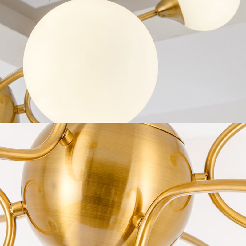 Elegant Style Ball Shade Chandelier Metal Multi-Head Gold Pendant Light for Dining Table Hotel Clearhalo 'Ceiling Lights' 'Chandeliers' 'Modern Chandeliers' 'Modern' Lighting' 189307