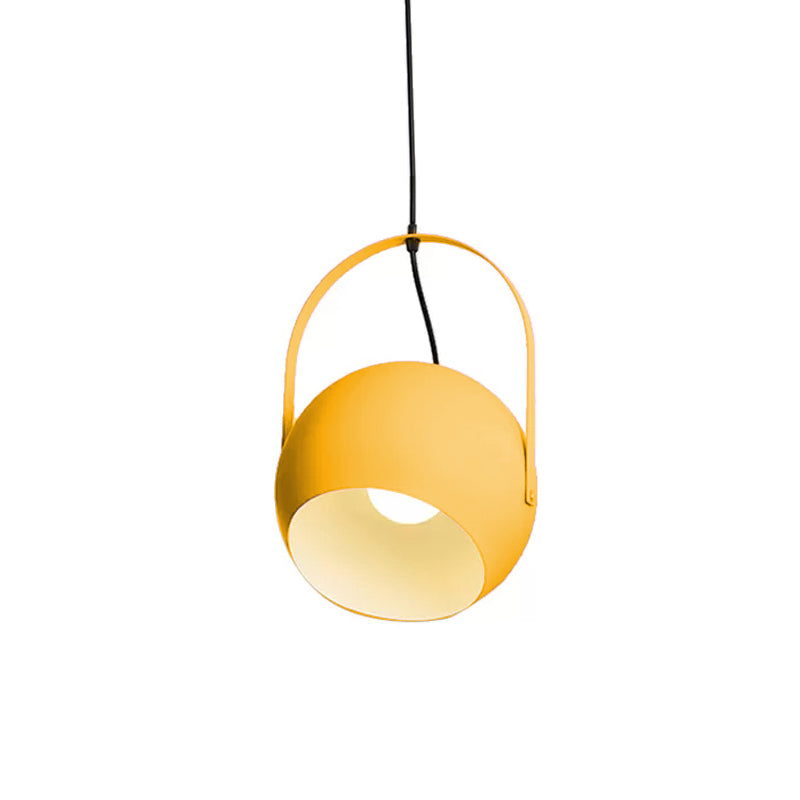 1 Head Globe Pendant Light Rotatable Macaron Loft Metal Hanging Light for Living Room Yellow Clearhalo 'Ceiling Lights' 'Pendant Lights' 'Pendants' Lighting' 189310_caa875e2-1f75-4868-85ca-ee1a0382c2a6