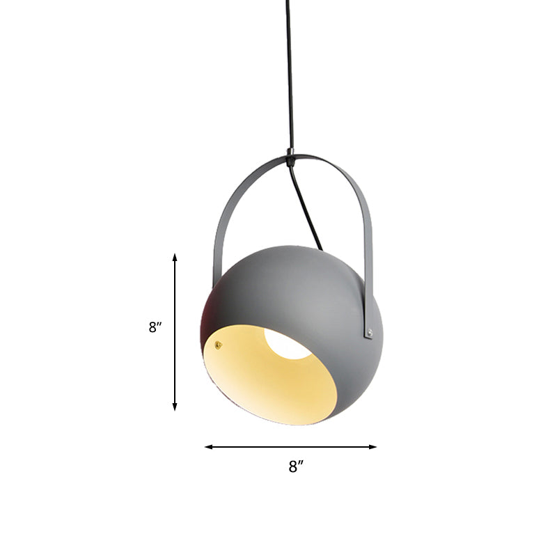 1 Head Globe Pendant Light Rotatable Macaron Loft Metal Hanging Light for Living Room Clearhalo 'Ceiling Lights' 'Pendant Lights' 'Pendants' Lighting' 189313