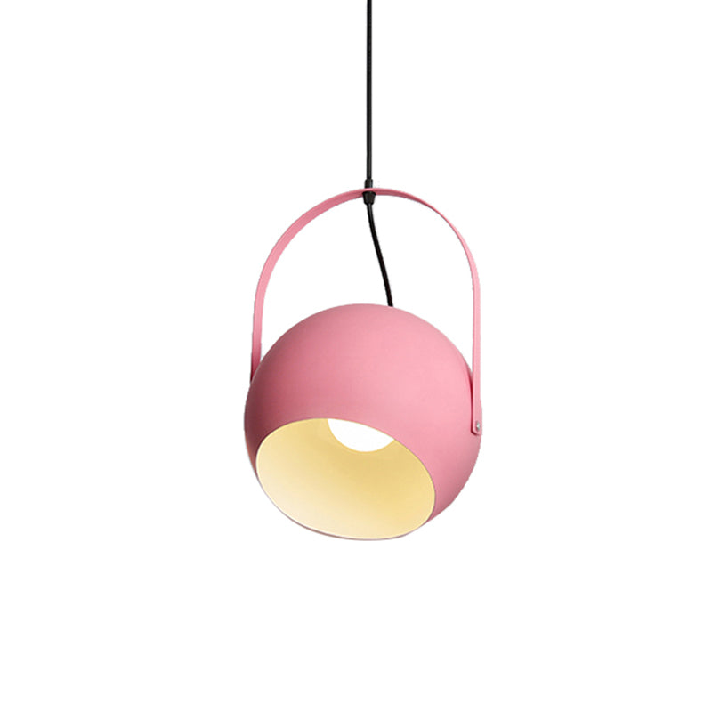 1 Head Globe Pendant Light Rotatable Macaron Loft Metal Hanging Light for Living Room Clearhalo 'Ceiling Lights' 'Pendant Lights' 'Pendants' Lighting' 189316