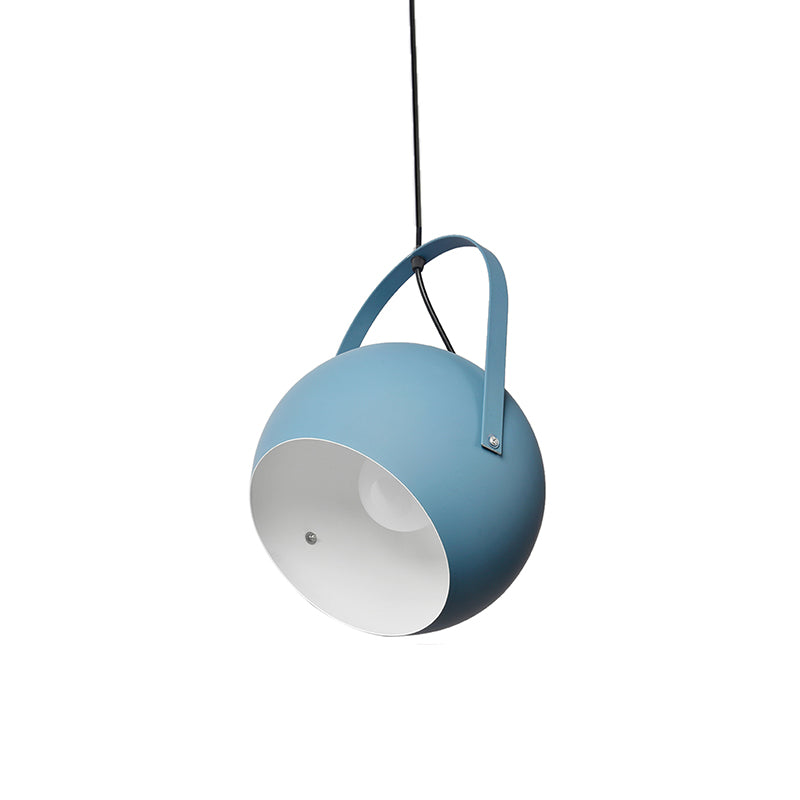 1 Head Globe Pendant Light Rotatable Macaron Loft Metal Hanging Light for Living Room Clearhalo 'Ceiling Lights' 'Pendant Lights' 'Pendants' Lighting' 189318