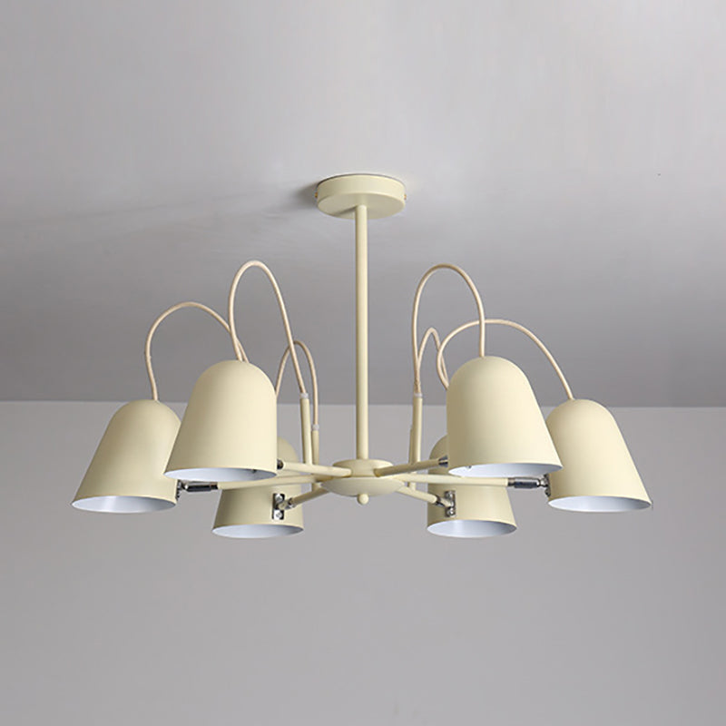 Foyer Kindergarten Bell Chandelier Metal 6 Lights Macaron Style Candy Colored Hanging Pendant Light Clearhalo 'Ceiling Lights' 'Chandeliers' Lighting' options 189347