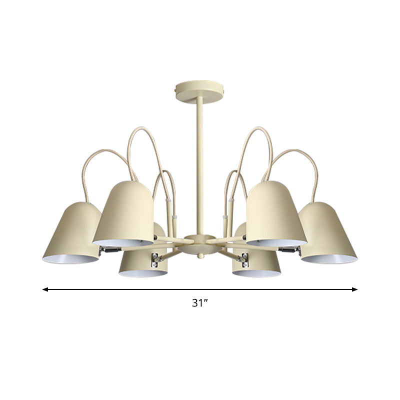 Foyer Kindergarten Bell Chandelier Metal 6 Lights Macaron Style Candy Colored Hanging Pendant Light Clearhalo 'Ceiling Lights' 'Chandeliers' Lighting' options 189349