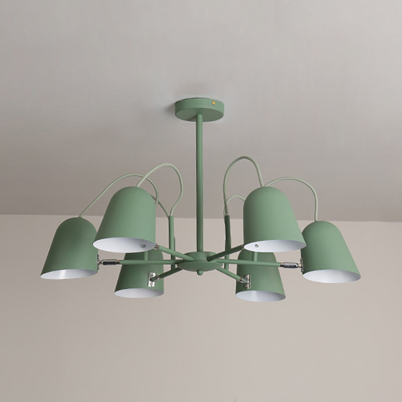 Foyer Kindergarten Bell Chandelier Metal 6 Lights Macaron Style Candy Colored Hanging Pendant Light Green Clearhalo 'Ceiling Lights' 'Chandeliers' Lighting' options 189350_5428ffb7-7635-4d54-be3b-f29064ae002e
