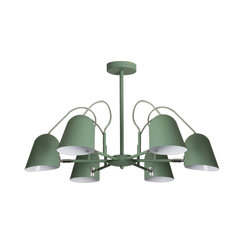 Foyer Kindergarten Bell Chandelier Metal 6 Lights Macaron Style Candy Colored Hanging Pendant Light Clearhalo 'Ceiling Lights' 'Chandeliers' Lighting' options 189352