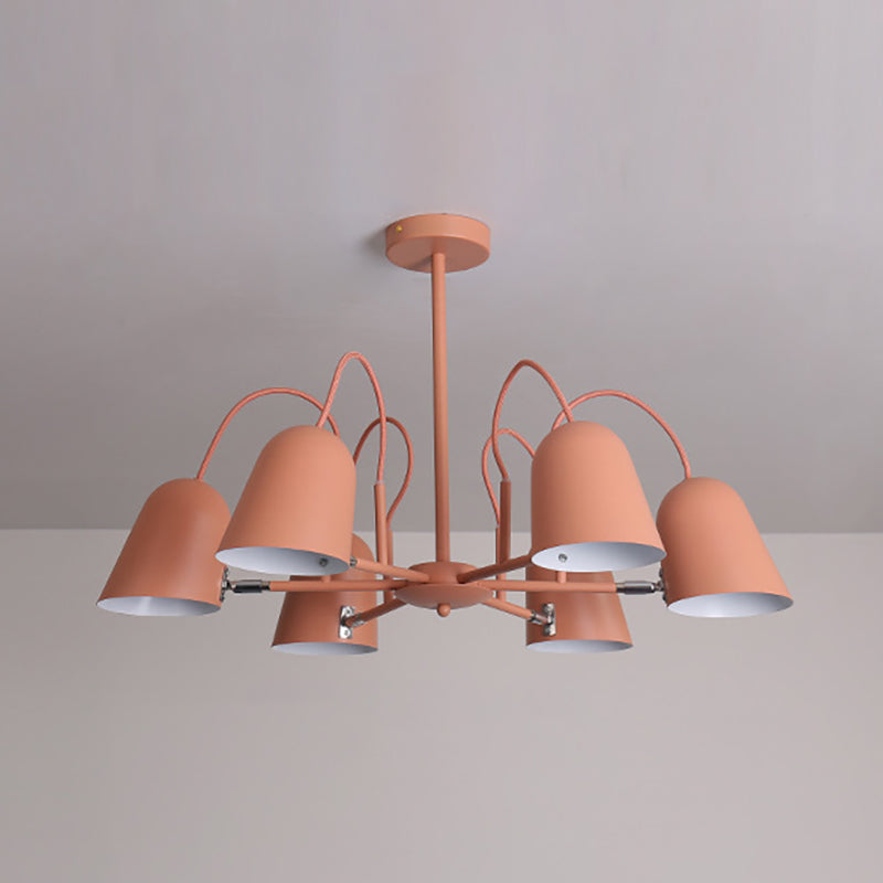 Foyer Kindergarten Bell Chandelier Metal 6 Lights Macaron Style Candy Colored Hanging Pendant Light Clearhalo 'Ceiling Lights' 'Chandeliers' Lighting' options 189353