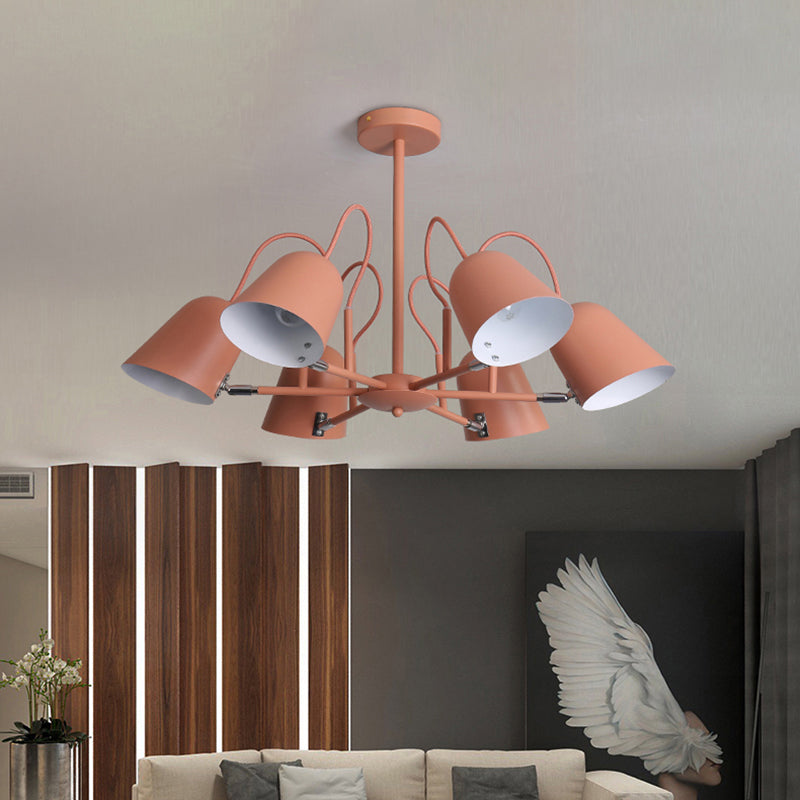 Foyer Kindergarten Bell Chandelier Metal 6 Lights Macaron Style Candy Colored Hanging Pendant Light Clearhalo 'Ceiling Lights' 'Chandeliers' Lighting' options 189354