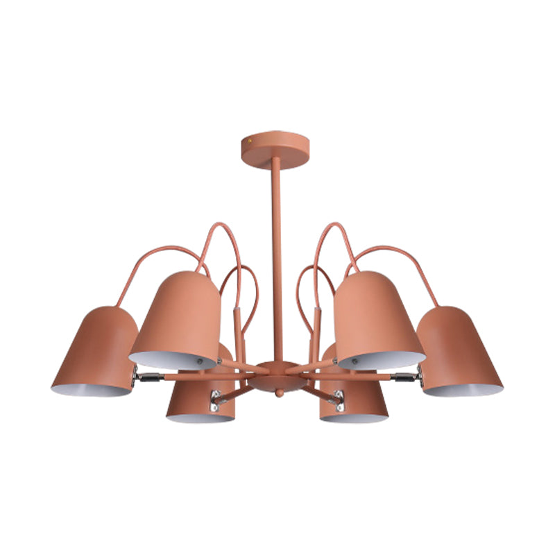 Foyer Kindergarten Bell Chandelier Metal 6 Lights Macaron Style Candy Colored Hanging Pendant Light Clearhalo 'Ceiling Lights' 'Chandeliers' Lighting' options 189355