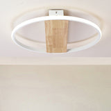 Nordic Style Rectangle Ceiling Lamp with Ring Wood Flush Ceiling Light in White for Adult Bedroom Clearhalo 'Ceiling Lights' 'Close To Ceiling Lights' 'Close to ceiling' 'Flush mount' Lighting' 189362