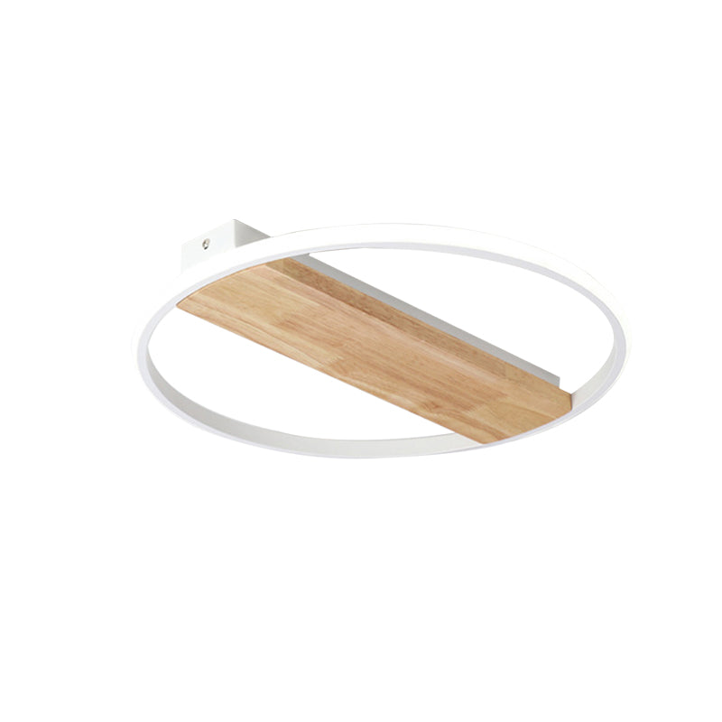 Nordic Style Rectangle Ceiling Lamp with Ring Wood Flush Ceiling Light in White for Adult Bedroom Clearhalo 'Ceiling Lights' 'Close To Ceiling Lights' 'Close to ceiling' 'Flush mount' Lighting' 189363