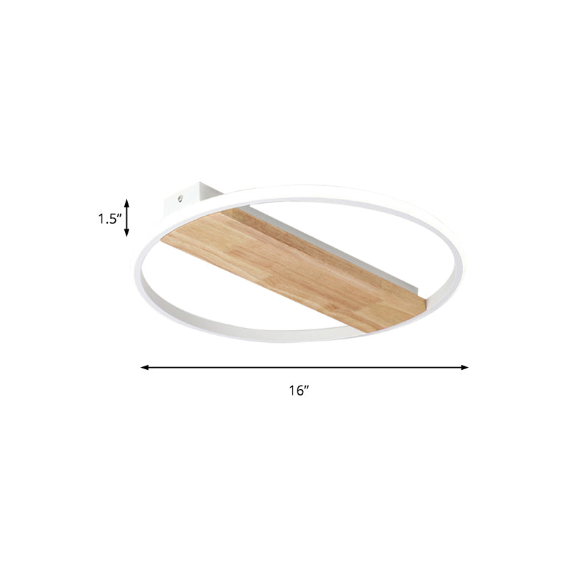 Nordic Style Rectangle Ceiling Lamp with Ring Wood Flush Ceiling Light in White for Adult Bedroom Clearhalo 'Ceiling Lights' 'Close To Ceiling Lights' 'Close to ceiling' 'Flush mount' Lighting' 189364