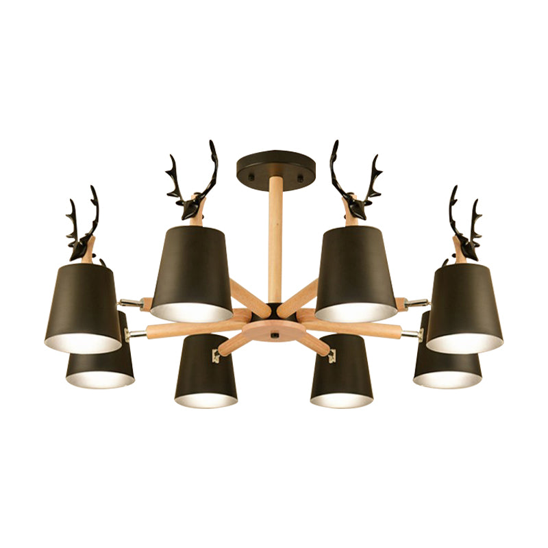 Kindergarten Trapezoid Shade Chandelier with Antlers Metal Animal Hanging Light Clearhalo 'Ceiling Lights' 'Chandeliers' Lighting' options 189367