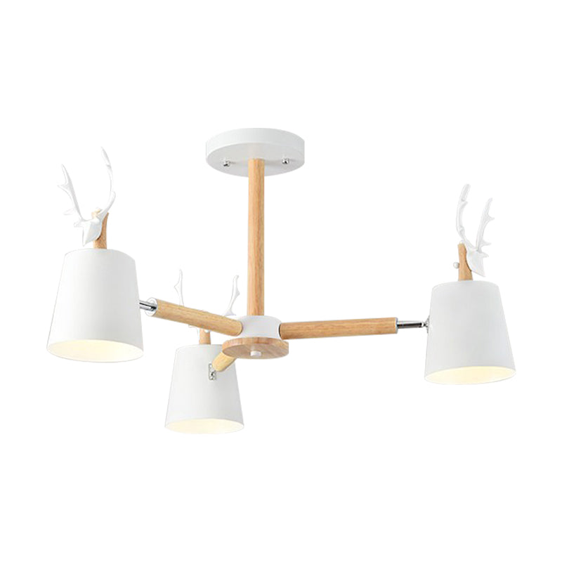 Kindergarten Trapezoid Shade Chandelier with Antlers Metal Animal Hanging Light Clearhalo 'Ceiling Lights' 'Chandeliers' Lighting' options 189370