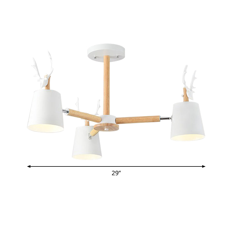 Kindergarten Trapezoid Shade Chandelier with Antlers Metal Animal Hanging Light Clearhalo 'Ceiling Lights' 'Chandeliers' Lighting' options 189371