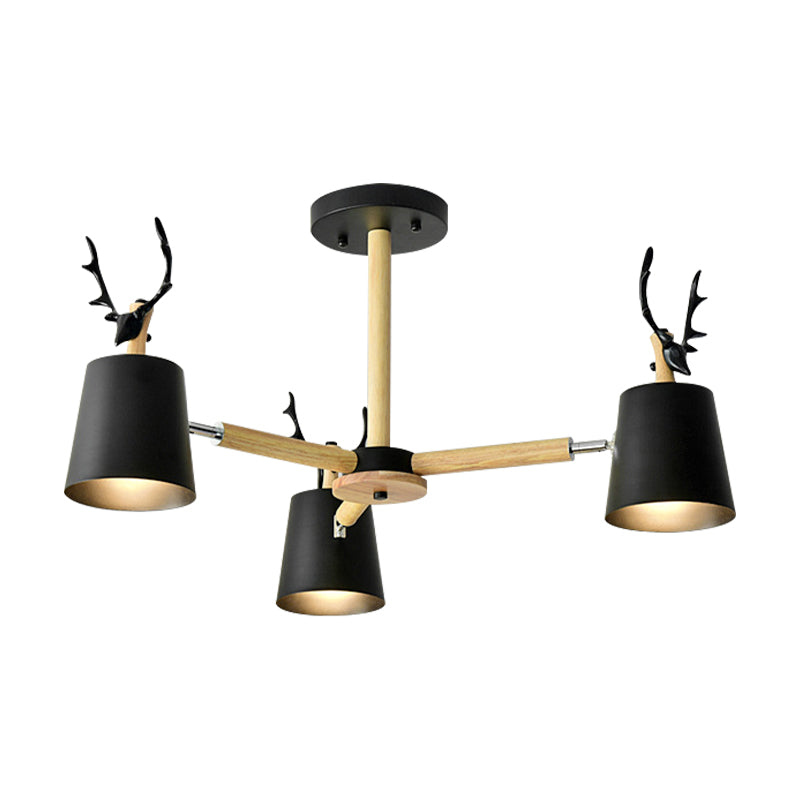 Kindergarten Trapezoid Shade Chandelier with Antlers Metal Animal Hanging Light Clearhalo 'Ceiling Lights' 'Chandeliers' Lighting' options 189374