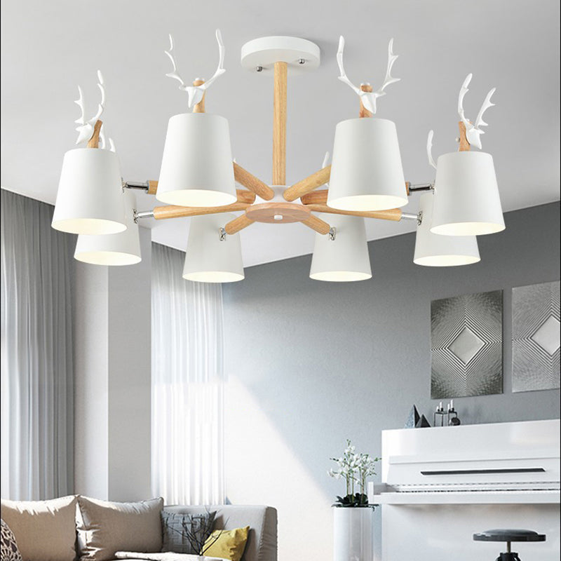 Kindergarten Trapezoid Shade Chandelier with Antlers Metal Animal Hanging Light Clearhalo 'Ceiling Lights' 'Chandeliers' Lighting' options 189375