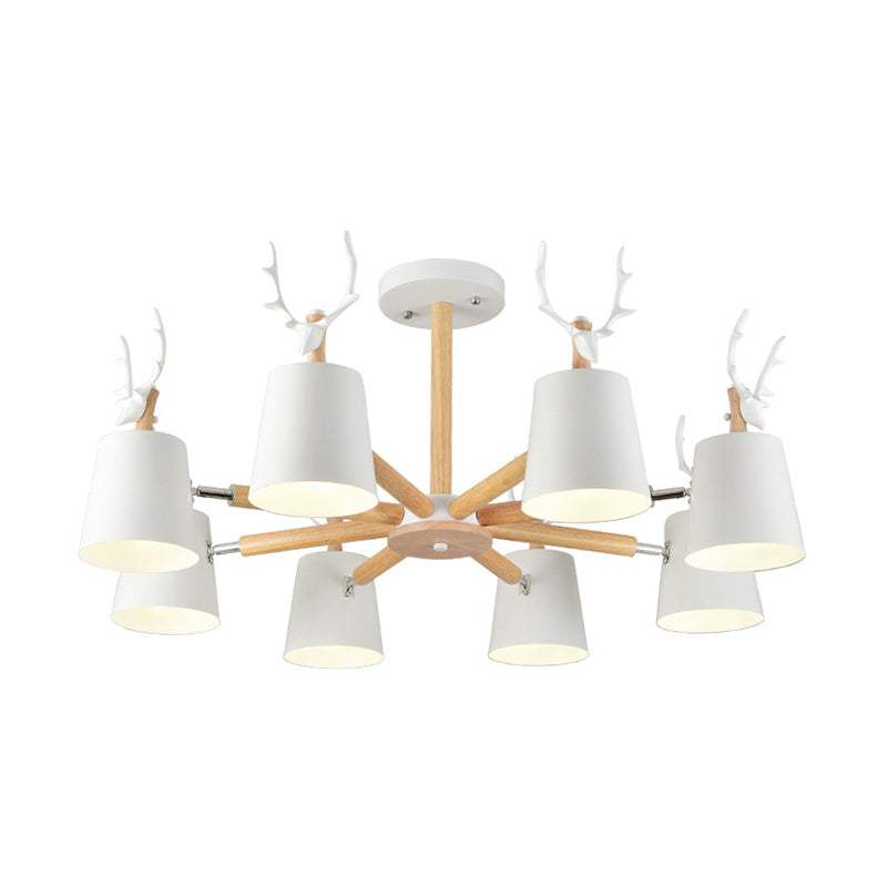 Kindergarten Trapezoid Shade Chandelier with Antlers Metal Animal Hanging Light Clearhalo 'Ceiling Lights' 'Chandeliers' Lighting' options 189377