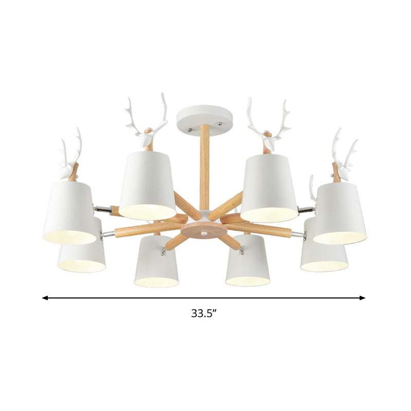 Kindergarten Trapezoid Shade Chandelier with Antlers Metal Animal Hanging Light Clearhalo 'Ceiling Lights' 'Chandeliers' Lighting' options 189378