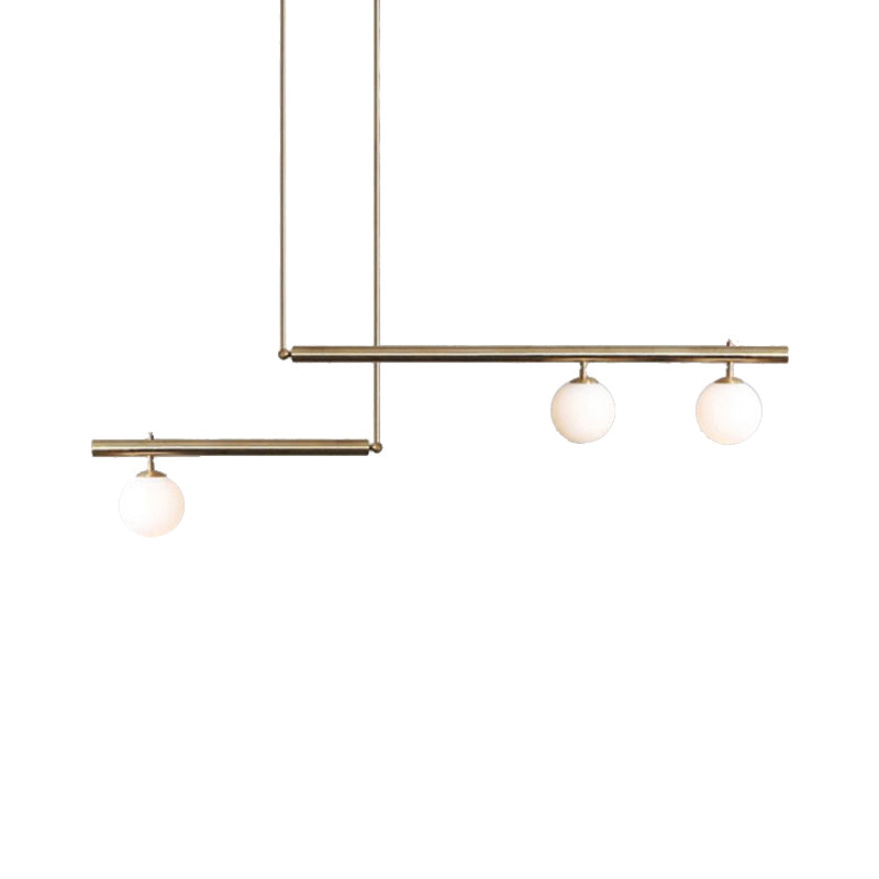 Linear Office Hallway Chandelier with Orbit Shade Metal 3/6/7 Lights Simple Modern Pendant Light in Brass Clearhalo 'Ceiling Lights' 'Chandeliers' 'Modern Chandeliers' 'Modern' Lighting' 189384