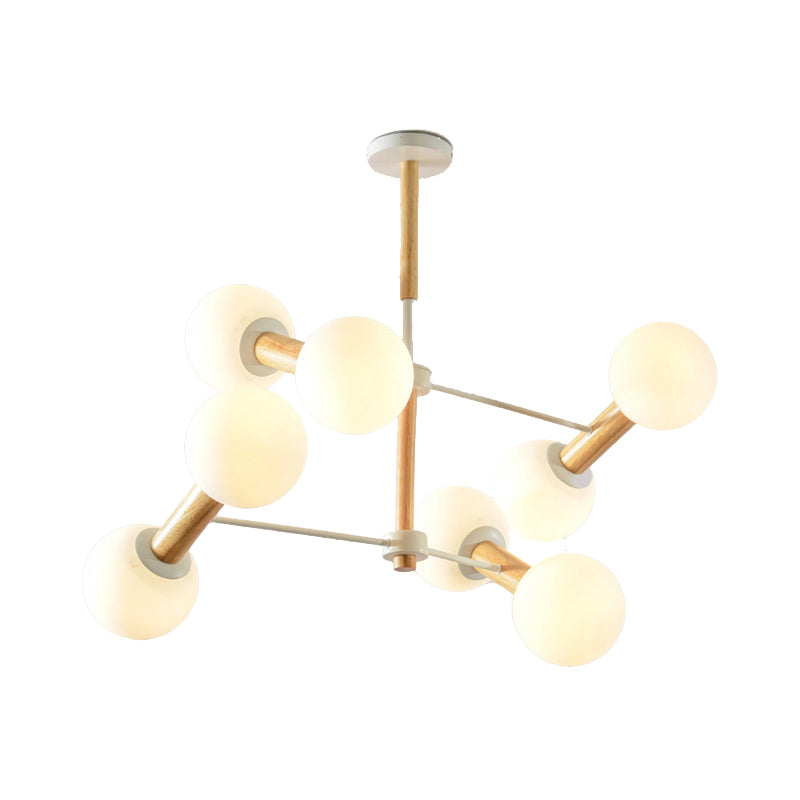 Opal Glass Sphere Shade Chandelier Multi-Head Contemporary Pendant Lighting for Study Room Clearhalo 'Ceiling Lights' 'Chandeliers' 'Glass shade' 'Glass' 'Modern Chandeliers' 'Modern' Lighting' 189391