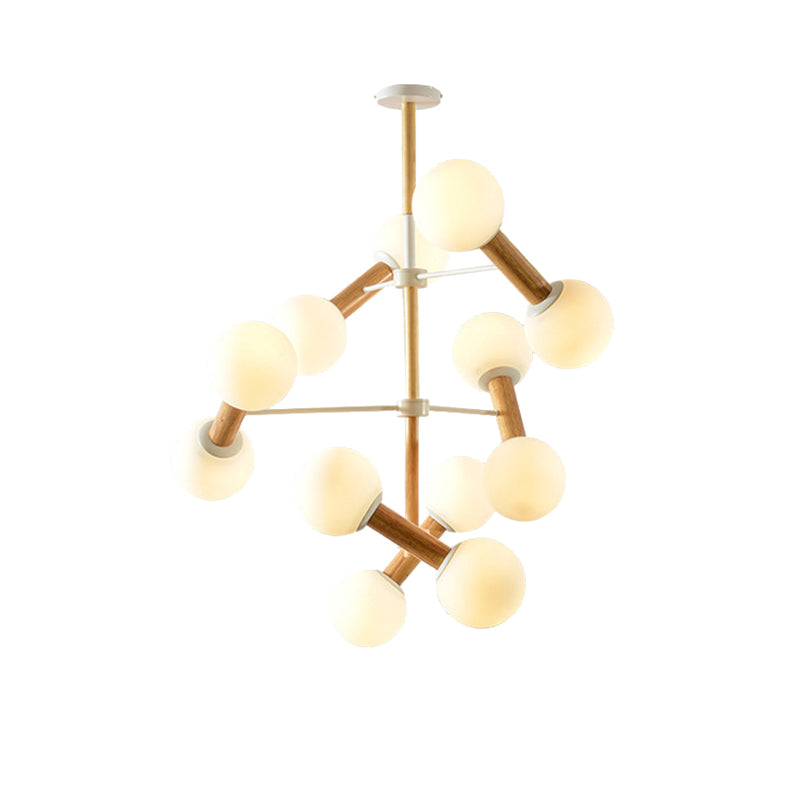 Opal Glass Sphere Shade Chandelier Multi-Head Contemporary Pendant Lighting for Study Room Clearhalo 'Ceiling Lights' 'Chandeliers' 'Glass shade' 'Glass' 'Modern Chandeliers' 'Modern' Lighting' 189394