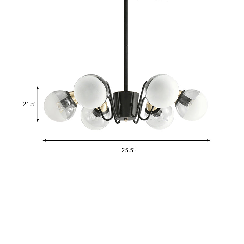 Black Pendant Light Multi-Head Modern Stylish Glass and Metal Chandelier for Study Room Kitchen Clearhalo 'Ceiling Lights' 'Chandeliers' 'Modern Chandeliers' 'Modern' Lighting' 189441