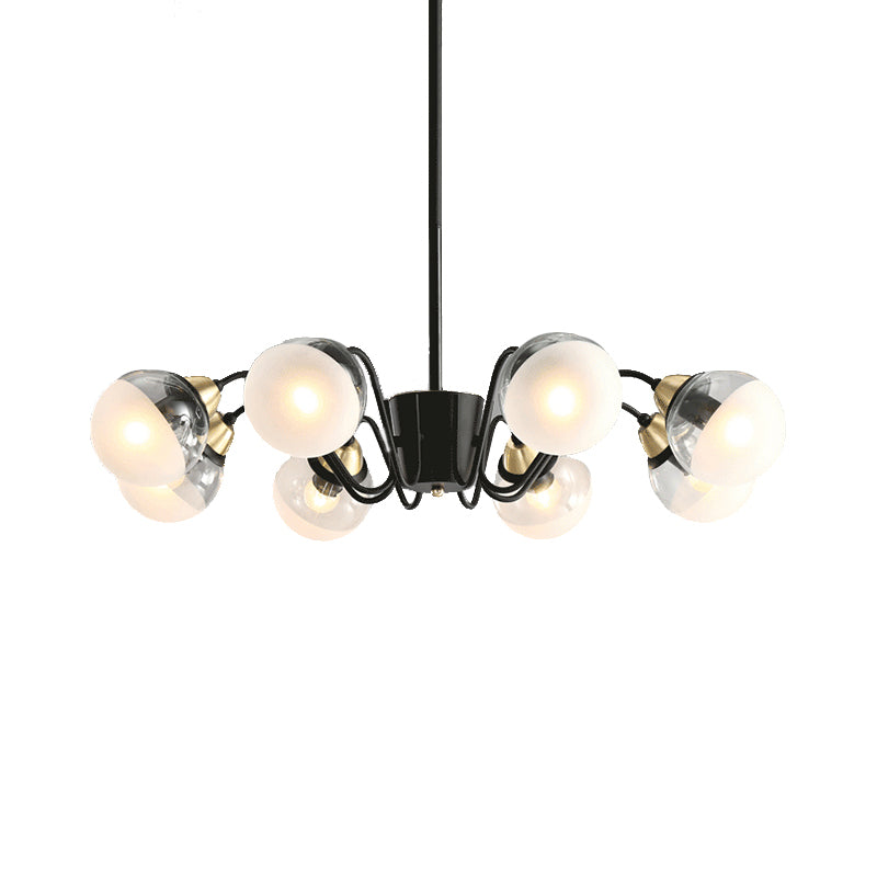 Black Pendant Light Multi-Head Modern Stylish Glass and Metal Chandelier for Study Room Kitchen Clearhalo 'Ceiling Lights' 'Chandeliers' 'Modern Chandeliers' 'Modern' Lighting' 189443