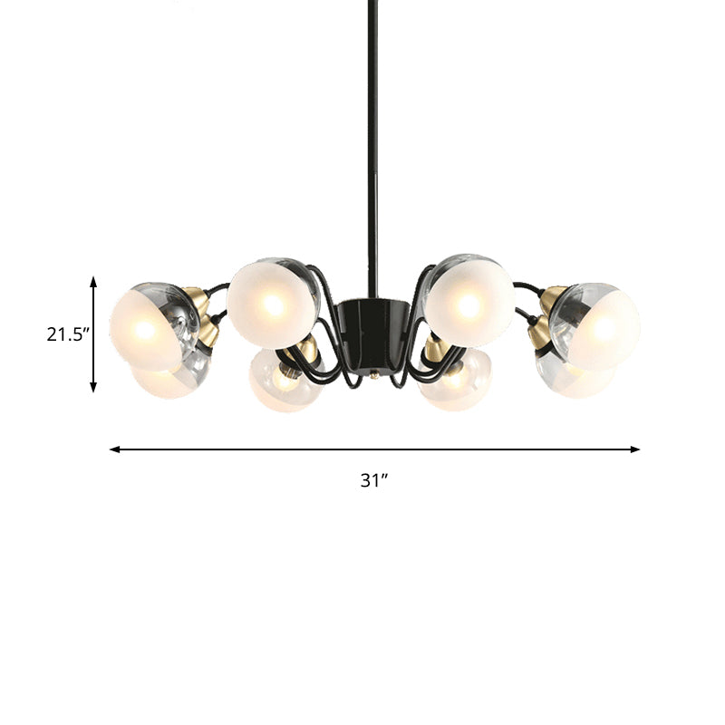 Black Pendant Light Multi-Head Modern Stylish Glass and Metal Chandelier for Study Room Kitchen Clearhalo 'Ceiling Lights' 'Chandeliers' 'Modern Chandeliers' 'Modern' Lighting' 189444