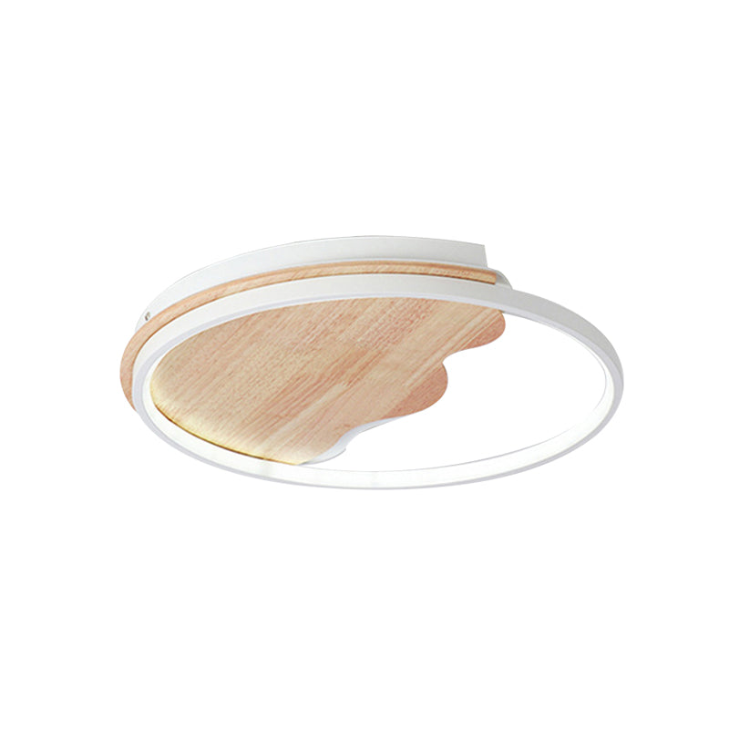 Nordic Style Wave Flush Ceiling Light with Ring Wood White Ceiling Fixture for Study Room Clearhalo 'Ceiling Lights' 'Close To Ceiling Lights' 'Close to ceiling' 'Flush mount' Lighting' 189456