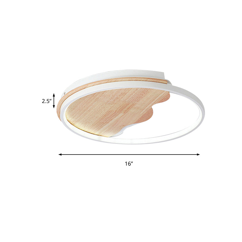 Nordic Style Wave Flush Ceiling Light with Ring Wood White Ceiling Fixture for Study Room Clearhalo 'Ceiling Lights' 'Close To Ceiling Lights' 'Close to ceiling' 'Flush mount' Lighting' 189457