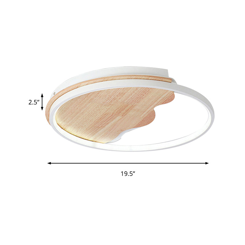 Nordic Style Wave Flush Ceiling Light with Ring Wood White Ceiling Fixture for Study Room Clearhalo 'Ceiling Lights' 'Close To Ceiling Lights' 'Close to ceiling' 'Flush mount' Lighting' 189458