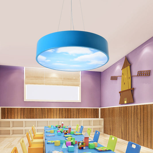 Creative Bright Colored Pendant Light Round Acrylic LED Pendant Lamp with Sky for Kindergarten Clearhalo 'Ceiling Lights' 'Pendant Lights' 'Pendants' Lighting' 189479