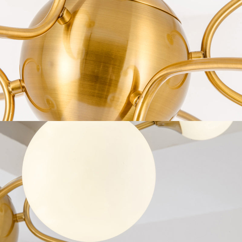 Modern Plant Shaped Chandelier Metallic Hanging Lighting in Gold for Living Room Clearhalo 'Ceiling Lights' 'Chandeliers' 'Modern Chandeliers' 'Modern' Lighting' 189489