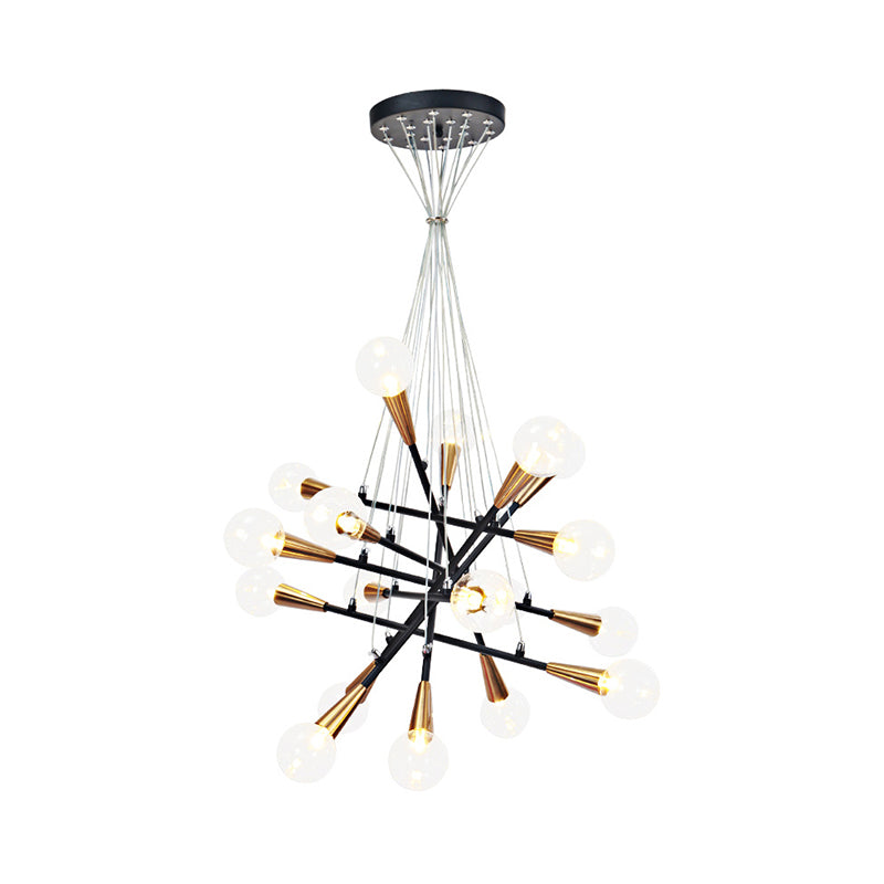 Black Stacked Linear Chandelier Metal 18 Lights Modern Pendant Lamp for Restaurant Kitchen Clearhalo 'Ceiling Lights' 'Chandeliers' 'Glass shade' 'Glass' 'Modern Chandeliers' 'Modern' Lighting' 189503