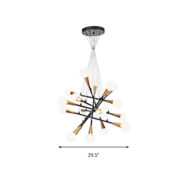 Black Stacked Linear Chandelier Metal 18 Lights Modern Pendant Lamp for Restaurant Kitchen Clearhalo 'Ceiling Lights' 'Chandeliers' 'Glass shade' 'Glass' 'Modern Chandeliers' 'Modern' Lighting' 189504