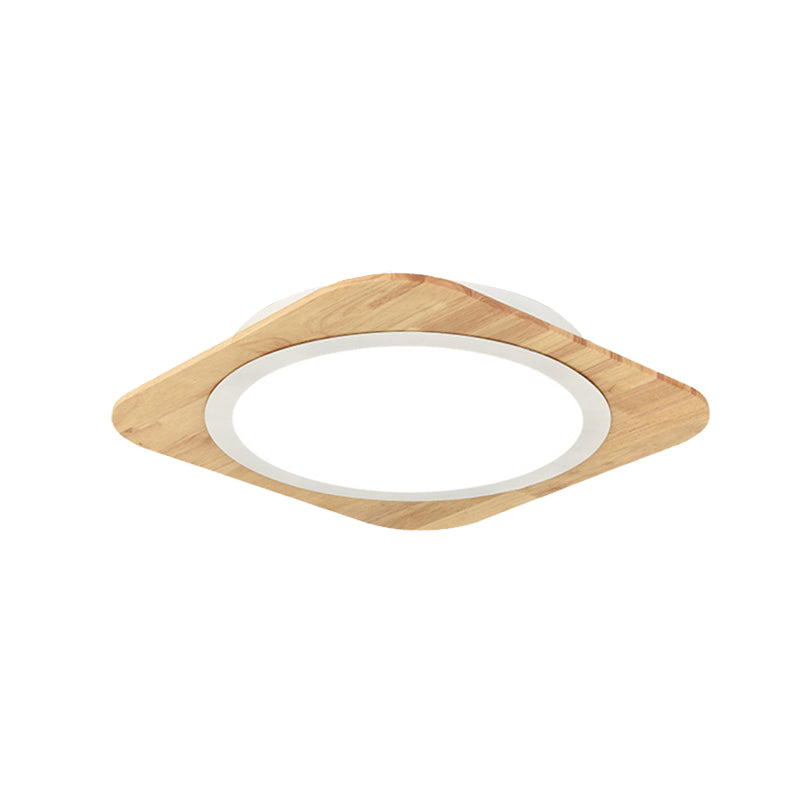 Square Child Bedroom Flush Ceiling Light Wood Nordic Style Ceiling Lamp in Beige Clearhalo 'Ceiling Lights' 'Close To Ceiling Lights' 'Close to ceiling' 'Flush mount' Lighting' 189518