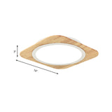 Square Child Bedroom Flush Ceiling Light Wood Nordic Style Ceiling Lamp in Beige Clearhalo 'Ceiling Lights' 'Close To Ceiling Lights' 'Close to ceiling' 'Flush mount' Lighting' 189519