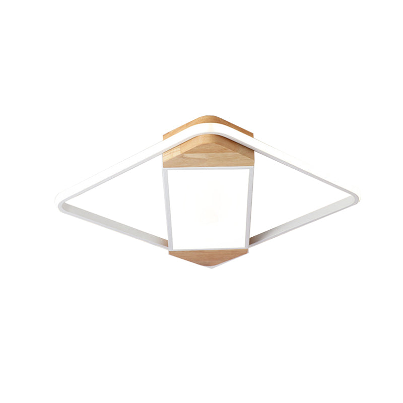 Wood & Acrylic Square Ceiling Lamp Dining Room Nordic Flush Mount Light in White Clearhalo 'Ceiling Lights' 'Close To Ceiling Lights' 'Close to ceiling' 'Flush mount' Lighting' 189540