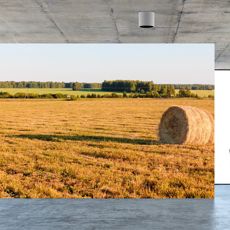 Farmland Haystack Mural Wallpaper Contemporary Non-Woven Fabric Wall Decor for Home Clearhalo 'Wall Decor' 'Wall Mural' 1895660