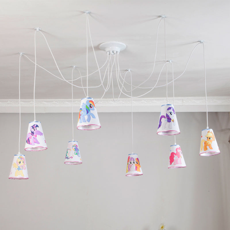 Cartoon Bucket Hanging Light with Animal 8-Light Fabric Pendant Light for Kindergarten Clearhalo 'Ceiling Lights' 'Pendant Lights' 'Pendants' Lighting' 189571