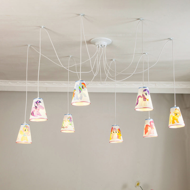 Cartoon Bucket Hanging Light with Animal 8-Light Fabric Pendant Light for Kindergarten Clearhalo 'Ceiling Lights' 'Pendant Lights' 'Pendants' Lighting' 189572