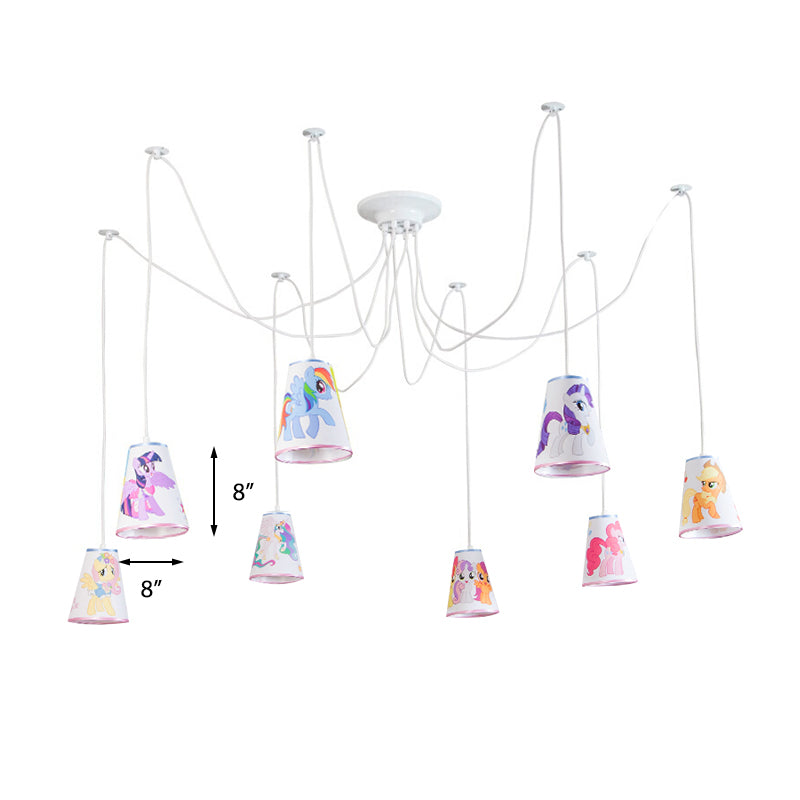 Cartoon Bucket Hanging Light with Animal 8-Light Fabric Pendant Light for Kindergarten Clearhalo 'Ceiling Lights' 'Pendant Lights' 'Pendants' Lighting' 189574