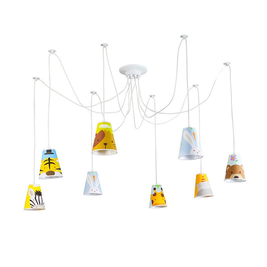 Cartoon Bucket Hanging Light with Animal 8-Light Fabric Pendant Light for Kindergarten Clearhalo 'Ceiling Lights' 'Pendant Lights' 'Pendants' Lighting' 189576