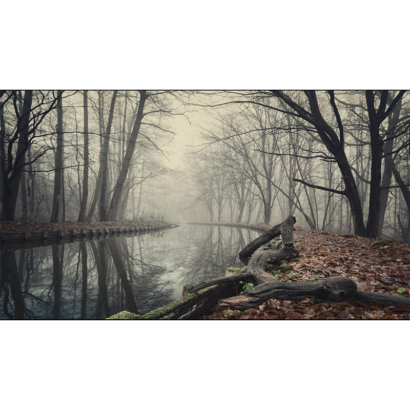 Dark Foggy Forest Mural Wallpaper Scenery Modern Waterproof Wall Art for Bedroom Clearhalo 'Wall Decor' 'Wall Mural' 1895866