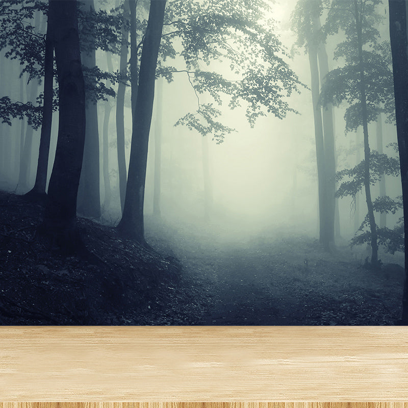 Dark Foggy Forest Mural Wallpaper Scenery Modern Waterproof Wall Art for Bedroom Grey Clearhalo 'Wall Decor' 'Wall Mural' 1895868