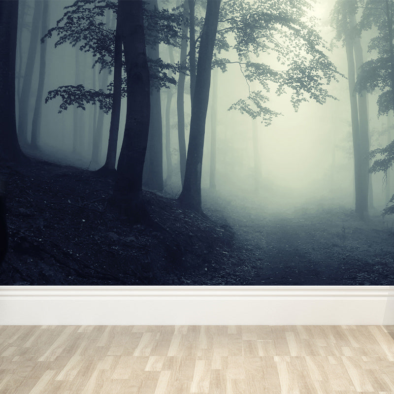 Dark Foggy Forest Mural Wallpaper Scenery Modern Waterproof Wall Art for Bedroom Clearhalo 'Wall Decor' 'Wall Mural' 1895870