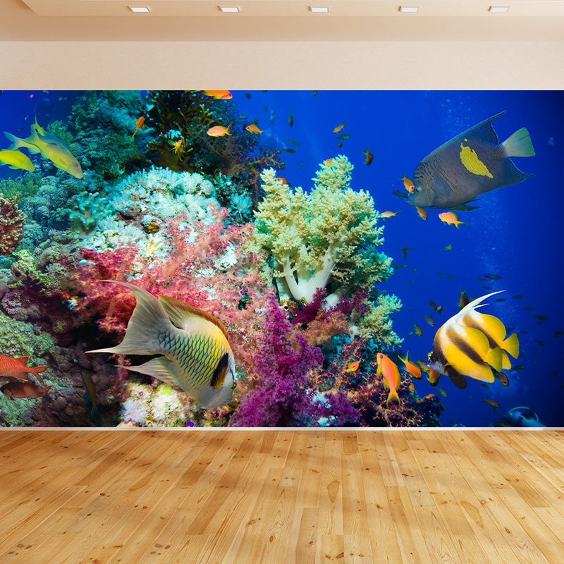 Tropical Underwater World Wallpaper Mural Colorful Moisture Resistant Wall Covering for Kids Room Purple Clearhalo 'Wall Decor' 'Wall Mural' 1895958