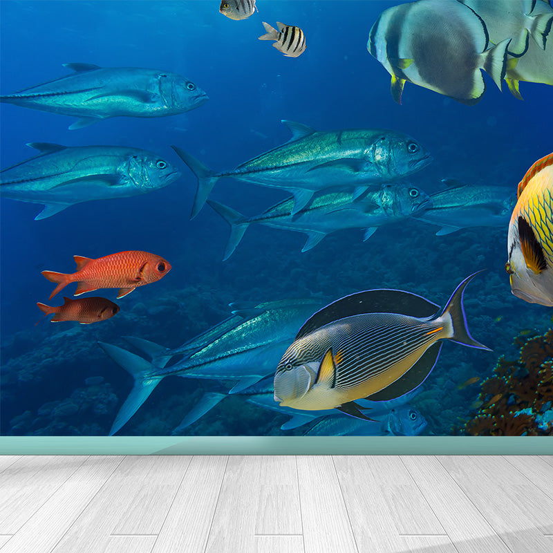 Tropical Underwater World Wallpaper Mural Colorful Moisture Resistant Wall Covering for Kids Room Clearhalo 'Wall Decor' 'Wall Mural' 1895970